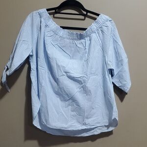 H&M Label Of Graded Goods Light Blue Striped Women's Top Size 12